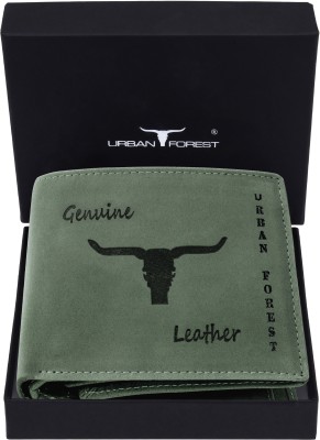 URBAN FOREST Men Green Genuine Leather Wallet(10 Card Slots)