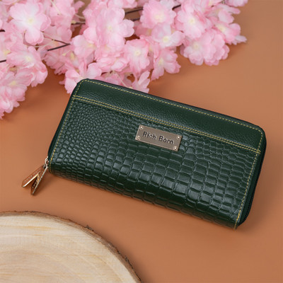 Rich Born Women Trendy Green Genuine Leather Wallet