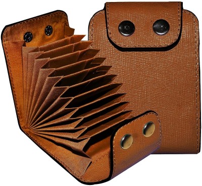 Style 98 Men & Women Casual Tan Genuine Leather Card Holder(10 Card Slots)