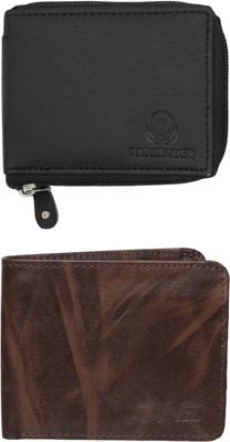 FF TRADERS Men Formal, Ethnic, Casual, Travel, Trendy Black, Brown Artificial Leather Wallet(5 Card Slots, Pack of 2)