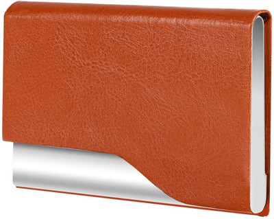 KAVRIXA Men & Women Casual Tan Artificial Leather Card Holder(10 Card Slots)