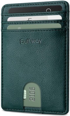 Buffway Men Casual Green Genuine Leather Card Holder(7 Card Slots)