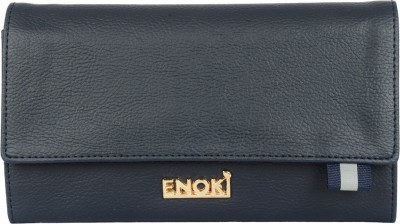ENOKI Women Casual Blue Artificial Leather Wallet(6 Card Slots)