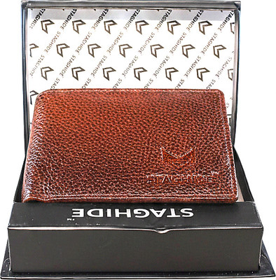 STAGHIDE Men Formal Brown Genuine Leather Wallet(6 Card Slots)