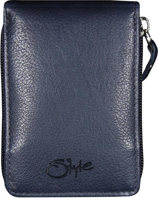 Kan Men & Women Blue Genuine Leather Card Holder(12 Card Slots)