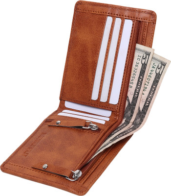 WALLETIN Men Formal Tan Artificial Leather Wallet(10 Card Slots)
