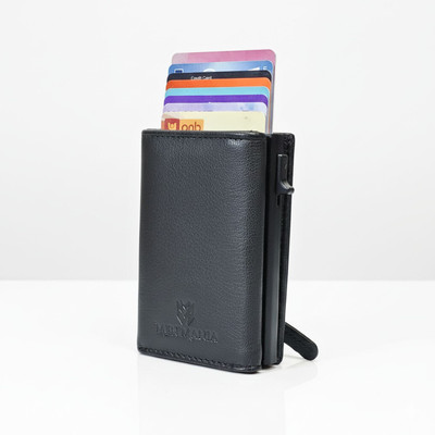 Men Mania Men Formal, Trendy, Evening/Party, Travel, Casual, Ethnic Black Genuine Leather Card Holder(11 Card Slots)