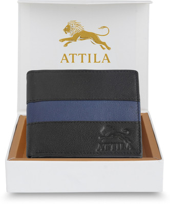 Attila Men Casual Black, Blue Genuine Leather Wallet(3 Card Slots)