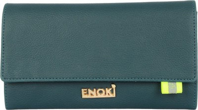 ENOKI Women Casual Green Artificial Leather Wallet(6 Card Slots)