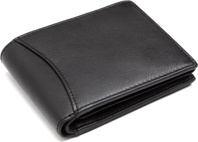 Leder Street Men Trendy, Travel Black Genuine Leather Wallet(10 Card Slots)