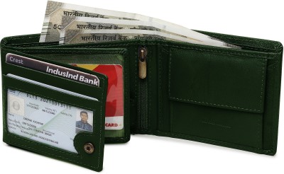 Cotnis Men & Women Trendy, Formal, Casual Green Genuine Leather Wallet(10 Card Slots)