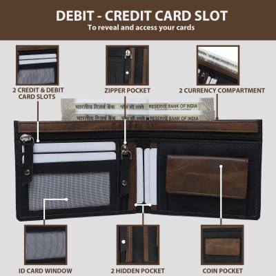 WALLETIN Men Brown Artificial Leather Money Clip(4 Card Slots)