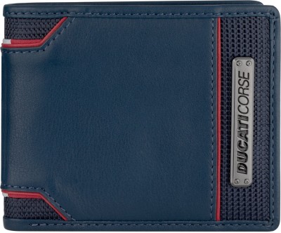 DUCATI CORSE Men Casual Blue Genuine Leather Wallet(7 Card Slots)