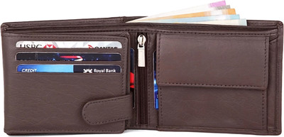 G & H Men Formal, Travel Brown Genuine Leather Wallet(12 Card Slots)