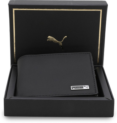 PUMA Men & Women Black Genuine Leather Wallet(2 Card Slots)