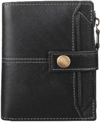 MoonHide Men Evening/Party, Travel, Trendy Black Genuine Leather Wallet(10 Card Slots)