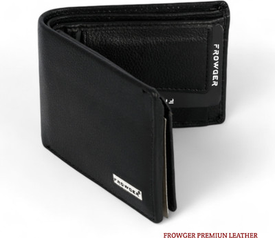 Frowger Men Formal Black Genuine Leather Wallet(8 Card Slots)