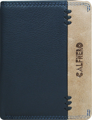 Calfnero Men Blue Genuine Leather Wallet(9 Card Slots)