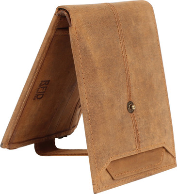 modix Men Trendy Tan Genuine Leather Wallet(12 Card Slots)