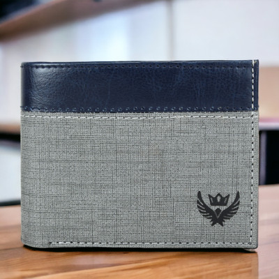 LORENZ Men Casual Grey, Blue Artificial Leather Wallet(5 Card Slots)