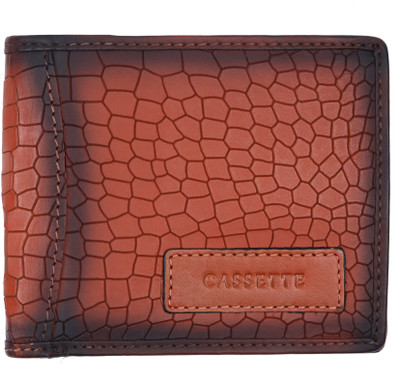 CASSETTE Men Trendy, Casual Tan Genuine Leather Wallet(4 Card Slots)