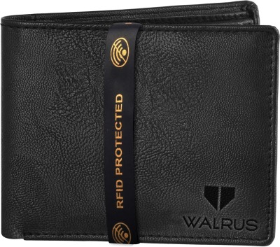 Walrus Men Casual Black Artificial Leather Wallet(4 Card Slots)