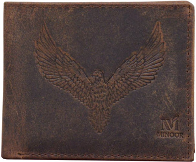 Minoor Men Casual, Ethnic, Evening/Party, Formal, Travel, Trendy Brown Genuine Leather Wallet(8 Card Slots)