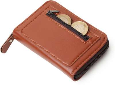 zaphod Men Tan Artificial Leather Card Holder(5 Card Slots)