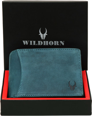 WILDHORN Men Casual Blue Genuine Leather Wallet(6 Card Slots)