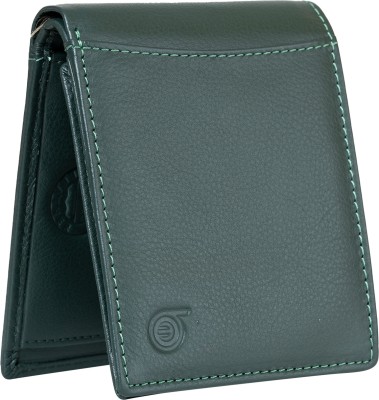 BAGMAN Men Casual Green Genuine Leather Wallet(6 Card Slots)