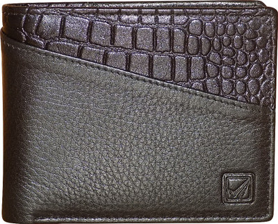Kan Men Black Genuine Leather Wallet(6 Card Slots)