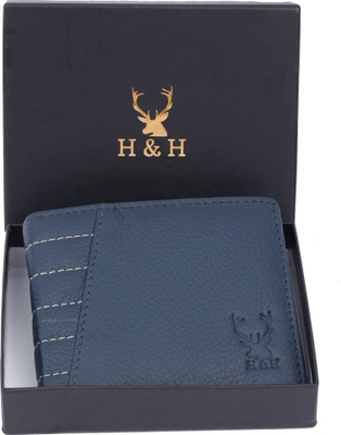 H&H Men Trendy Blue Genuine Leather Wallet(6 Card Slots)