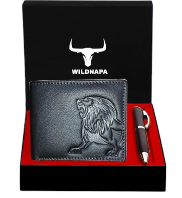 WILD NAPA Men Black Genuine Leather Wallet(6 Card Slots)