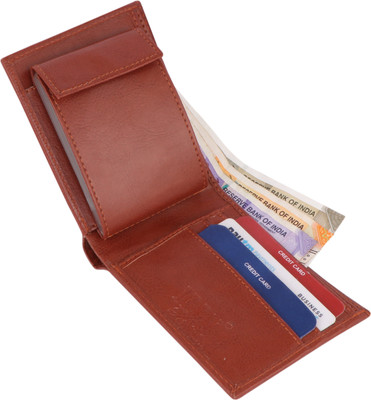 zaphod Men Tan Artificial Leather Wallet(8 Card Slots)