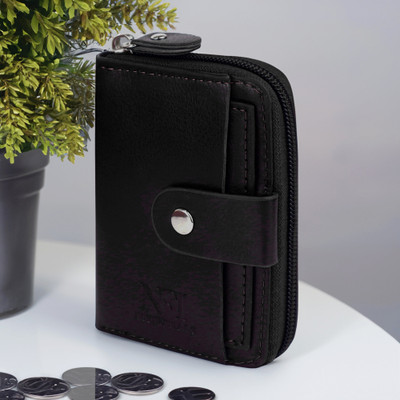 NFI essentials Men & Women Casual Black Artificial Leather Card Holder(9 Card Slots)