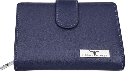 URBAN FOREST Women Blue Genuine Leather Wallet(12 Card Slots)