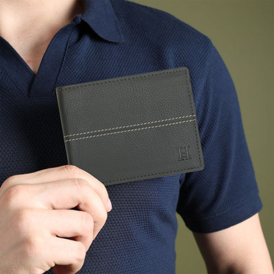 HIROSHI Men Casual, Formal Green Genuine Leather Wallet(3 Card Slots)