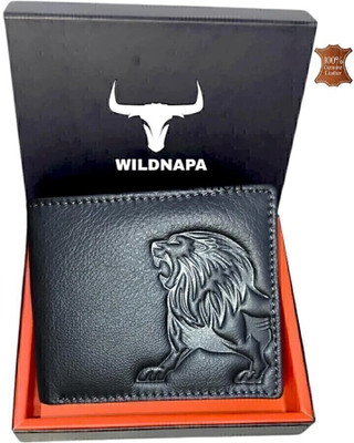 WILD NAPA Men Black Genuine Leather Wallet(8 Card Slots)