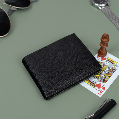 Rich Born Men Casual Black Genuine Leather Wallet(5 Card Slots)