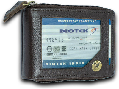 WRIZA Men & Women Brown Genuine Leather Card Holder(11 Card Slots)