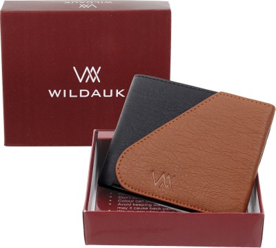 WILDAUK Men Tan, Black Artificial Leather Wallet(5 Card Slots)