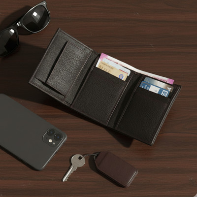 rashidi Men Formal Black Artificial Leather Wallet(9 Card Slots)
