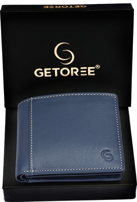 GETOREE Men Blue Genuine Leather Wallet(7 Card Slots)