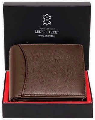 Leder Street Men Trendy, Formal, Travel Brown Genuine Leather Wallet(12 Card Slots)