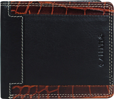 Calfnero Men Black Genuine Leather Wallet(7 Card Slots)