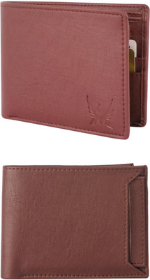 FF TRADERS Men Formal, Ethnic, Casual, Travel, Trendy Brown, Brown Artificial Leather Wallet(5 Card Slots, Pack of 2)