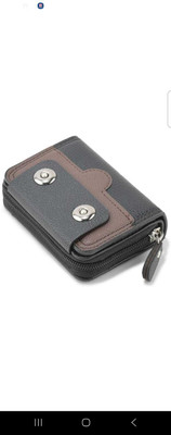 LEATHERSCRAFTS Men Formal Black Artificial Leather Card Holder(12 Card Slots)