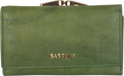 Sassora Women Casual, Ethnic, Travel, Trendy, Formal, Evening/Party Green Genuine Leather Wallet(12 Card Slots)