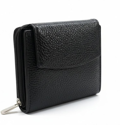 BATUTA HUB Women Black Genuine Leather Wallet(6 Card Slots)