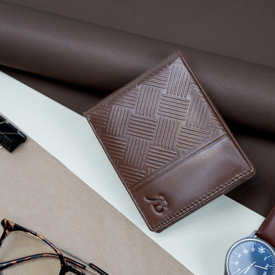 Rich Born Men Casual Brown Genuine Leather Wallet(5 Card Slots)